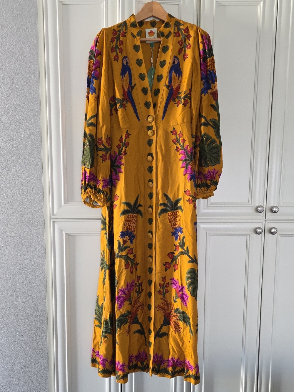 NWT FARM RIO | $285 Yellow Tropical Tapestry Maxi Dress - Picture 9 of 12